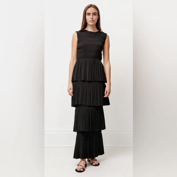 Toteme Armon pleated tiered maxi gown size small, nwt - Picture 2 of 9